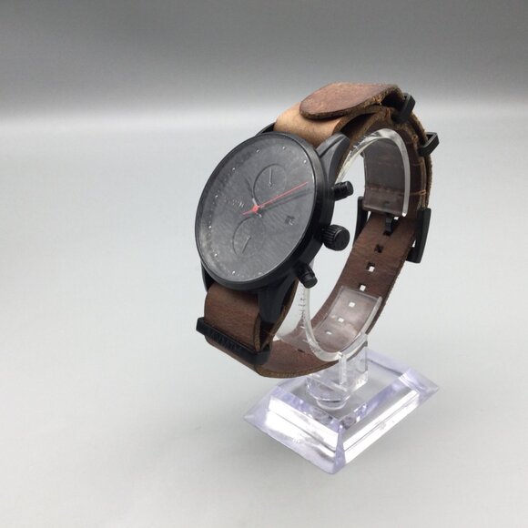 MVMT Outback Chronograph Watch Men 42mm Black Date Leather Band New Battery - Picture 3 of 15